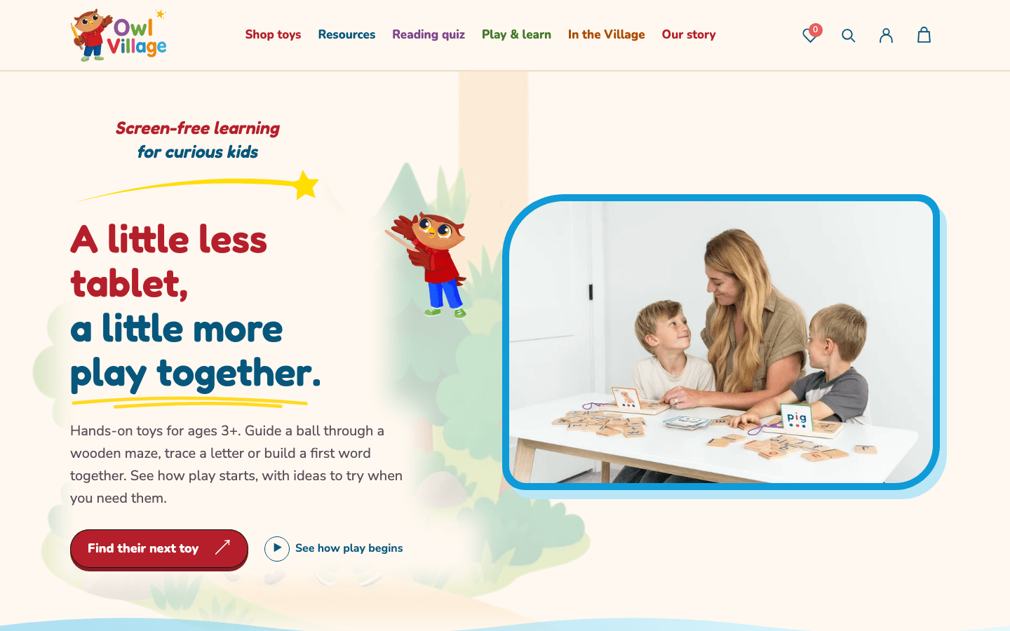 Verified live client Shopify store: Owl Village (Hulats) - Children's Educational Toys