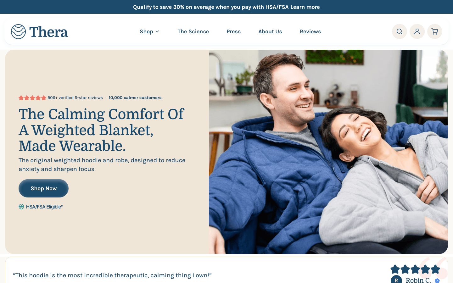 Verified live client Shopify store: Thera - Wellness & Calming Products